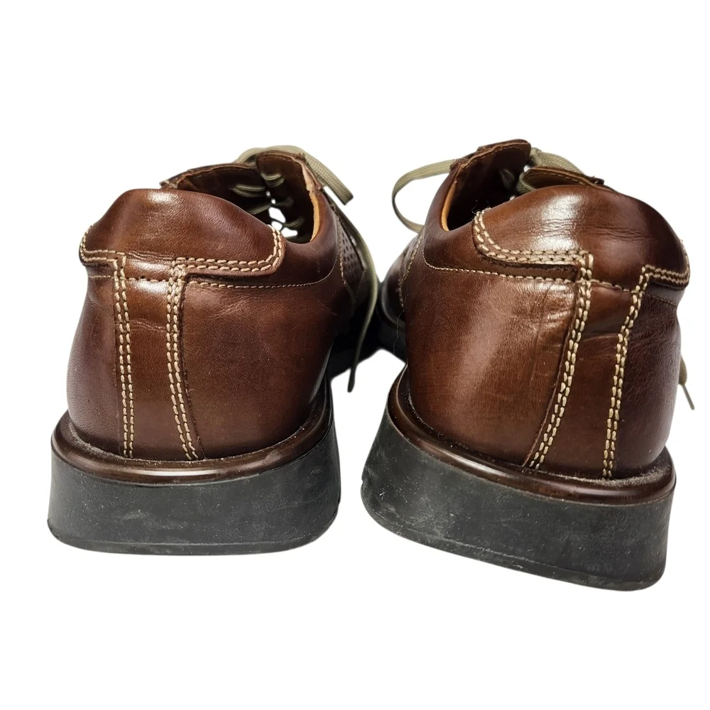 JF J.Ferrar Dark Brown Leather Oxfords Size 10.5 Lace Up Casual Dress Italy